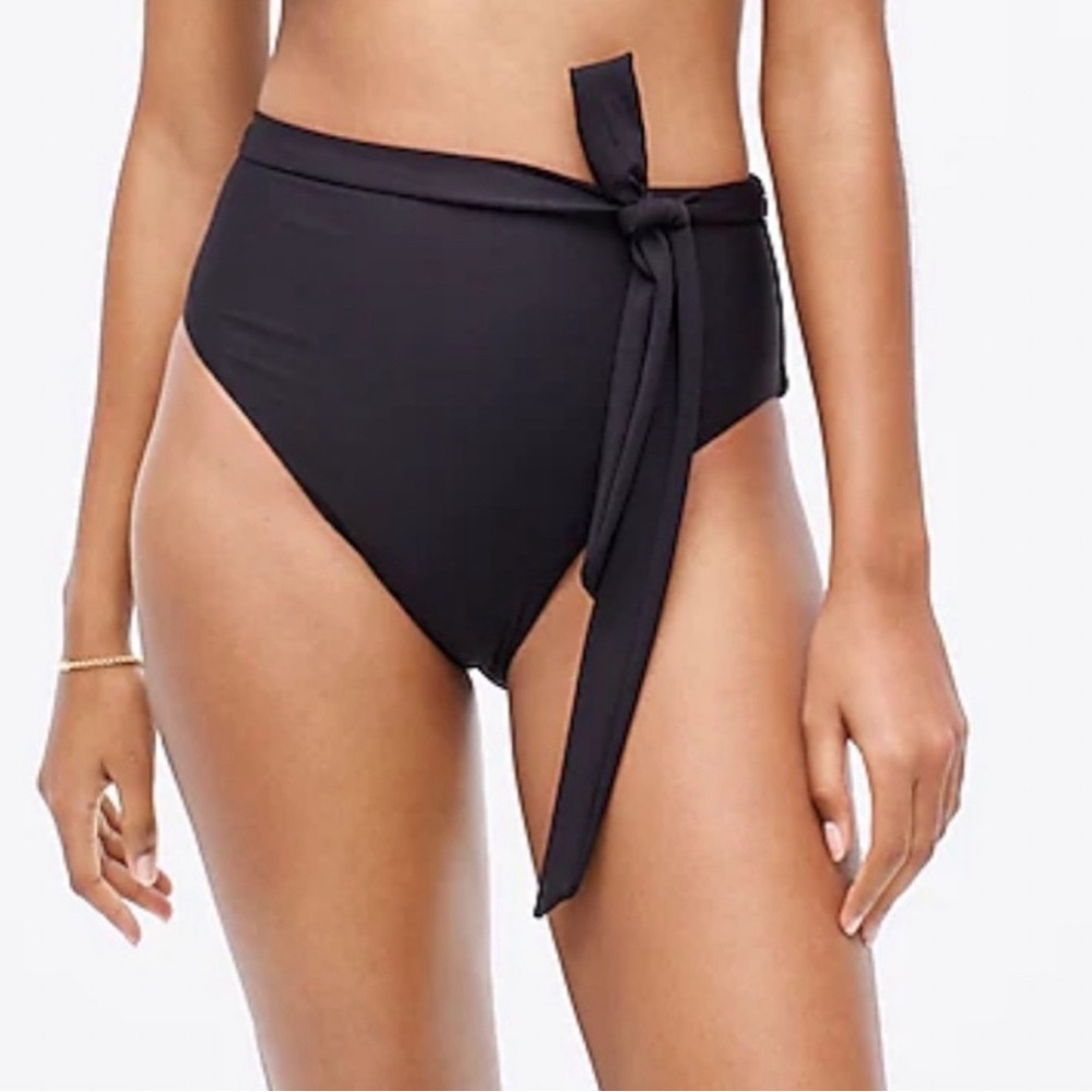 J. Crew Black High Waist Bikini Bottom with Belt XXS